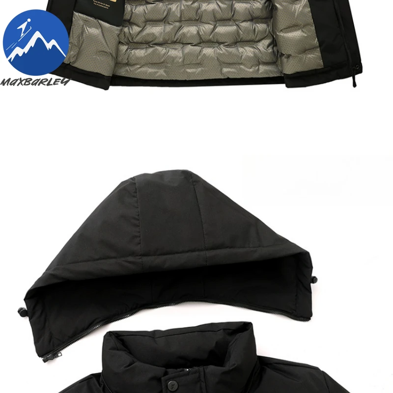 Maxbarley 2026 Winter Parka Men Fashion Waterproof Graphene Warm Cotton-Padded Jacket Casual Ski Hiking Windbreaker Hooded Coat
