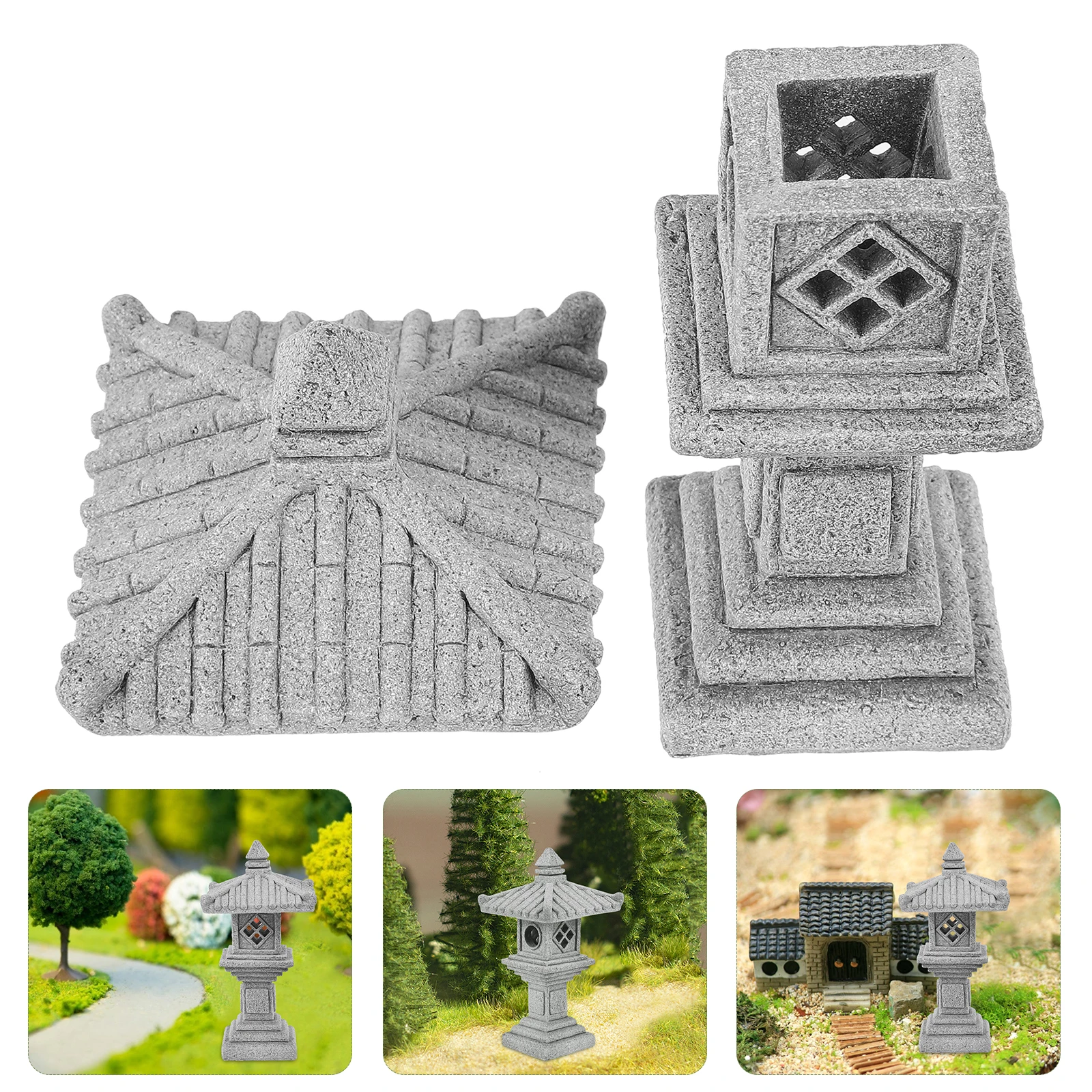 

Stone Lantern Statue Tiny Pavilion Garden Decor Miniature Pavilion For Bonsai Micro Landscape Fairy Garden Tabletop Ornament