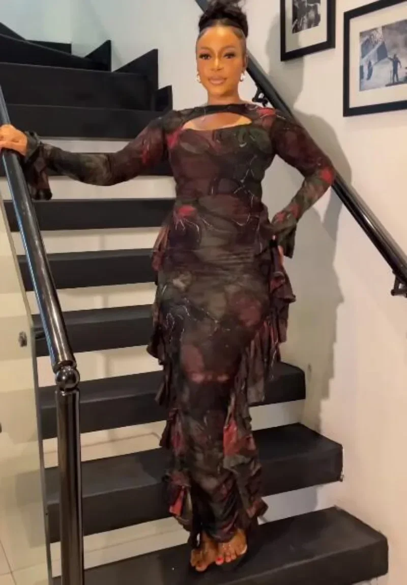 GUWU elegante estampado recortado ceñido al cuerpo Maxi vestido mujeres Otoño Invierno volantes vaina elástico noche Club fiesta vestidos largos
