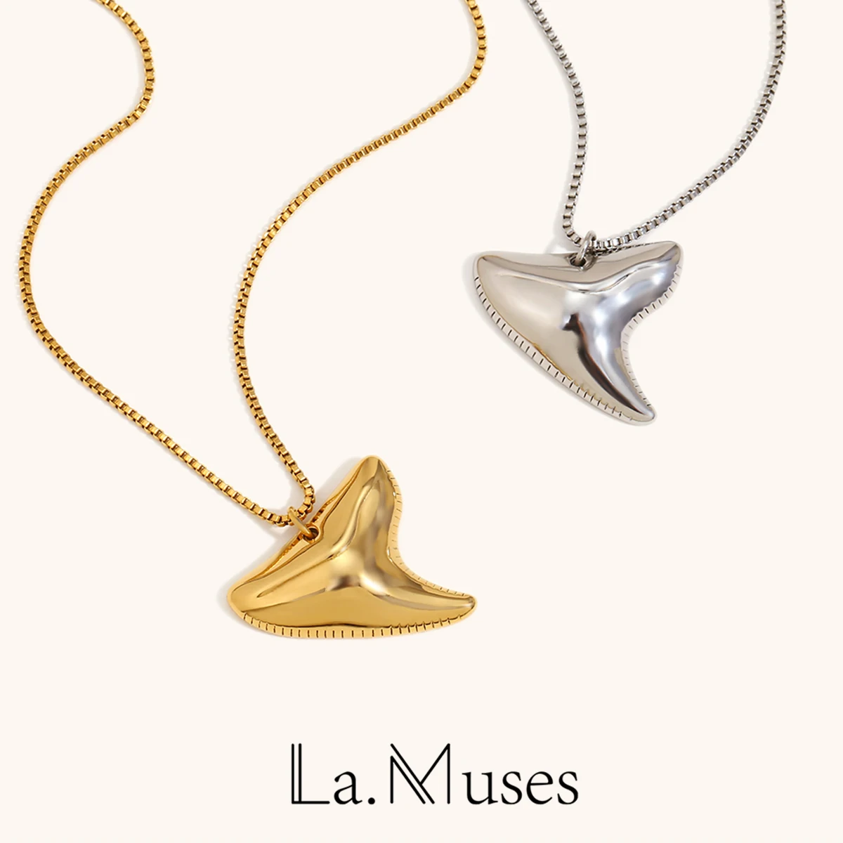 La. Muses Creative Devil's Fish Pendant Stainless Steel Women's Necklace 18K Gold Plated Fashion Waterproof Jewelry Gifts