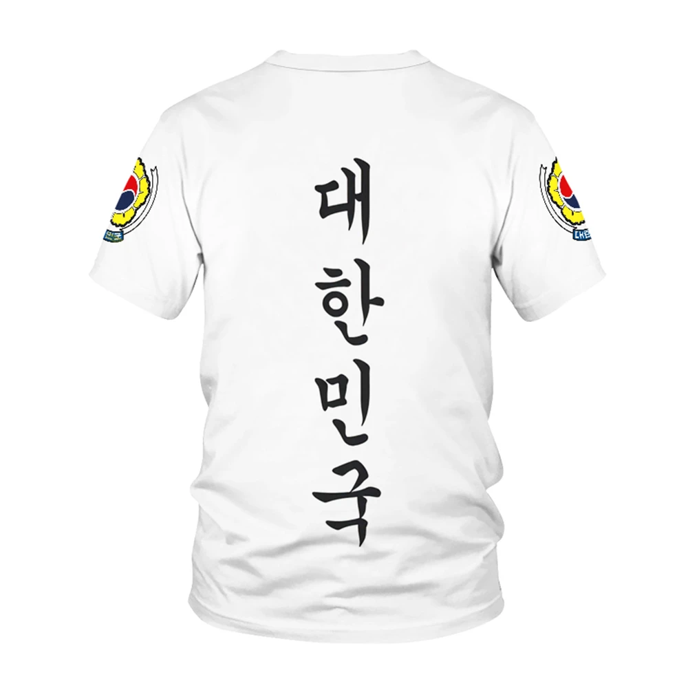 Homens da Coreia do Sul bandeira nacional padrão t-shirt, tops de manga curta feminina, camisa infantil, 3D, venda quente, novo, verão