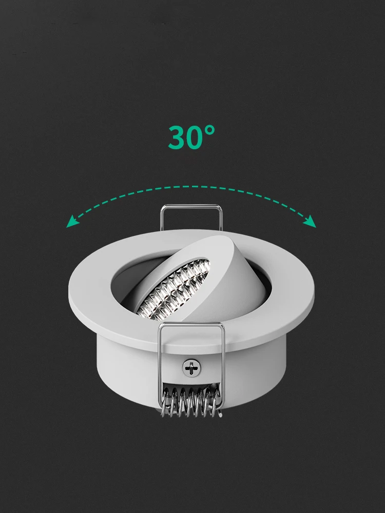 LED COB 스포트라이트 3W 5W LED 통 매입형 천장 조명 조정 가능한 조명 각도 Ra≥95 초박형 컴팩트 램프 본체