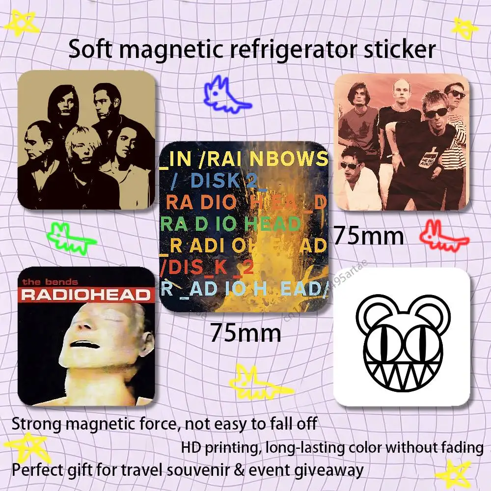 Cool R-Radiohead Band Fridge Magnet Personalized Magnetic Durable Plastic Square Picture Surface Fridge Magnets