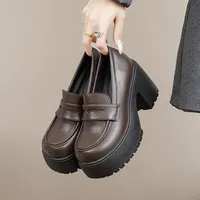 British Style Women's Spring Autumn 2024 New Spicy Girl Thick Bottom JK Uniform Single Shoe Versatile Coarse High Heel Loafers
