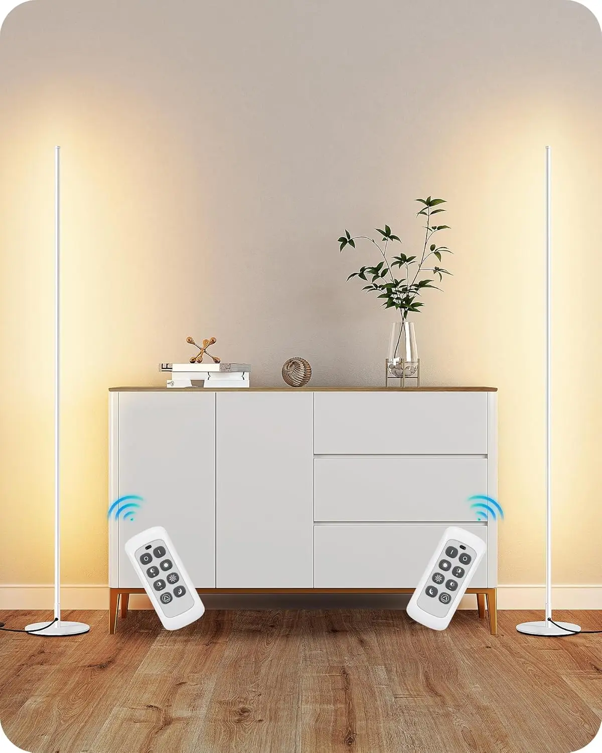 

Minimalist LED Corner Floor Lamp Set of 2, Dimmable Mood Light for Bedroom Living Room, 57.5" Tall, 7 Color Temperatures