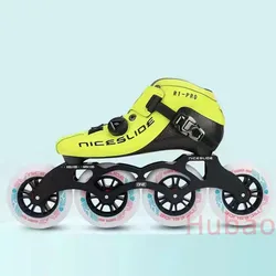 Niceslide-Fibra De Carbono Roller Skate, Speed Inline Skate, Adolescentes Adultos, Sapatos De Competição Profissional