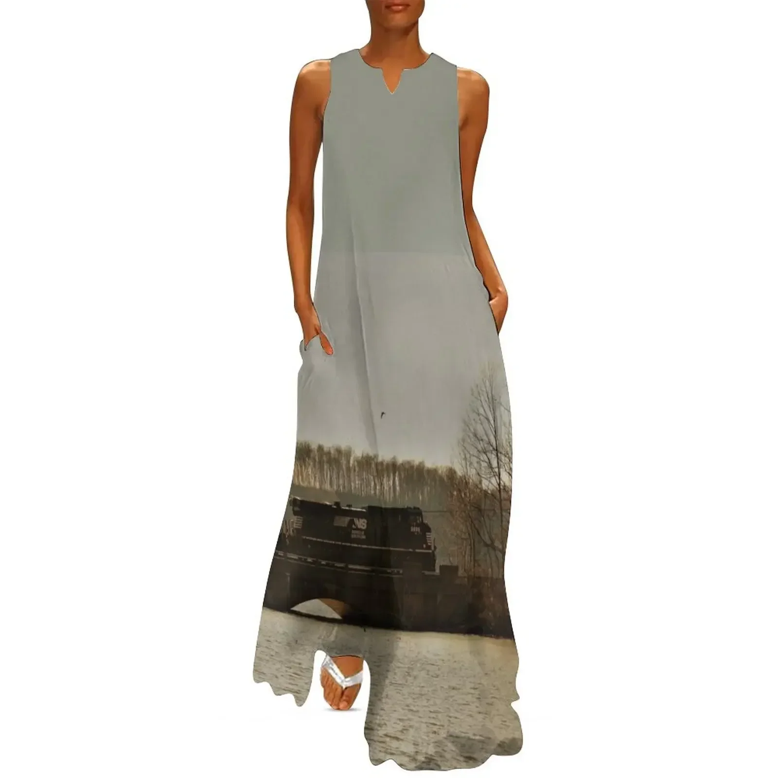 

Norfolk Southern over Susquehanna River by Respite Artwork Long Dress dress Dress