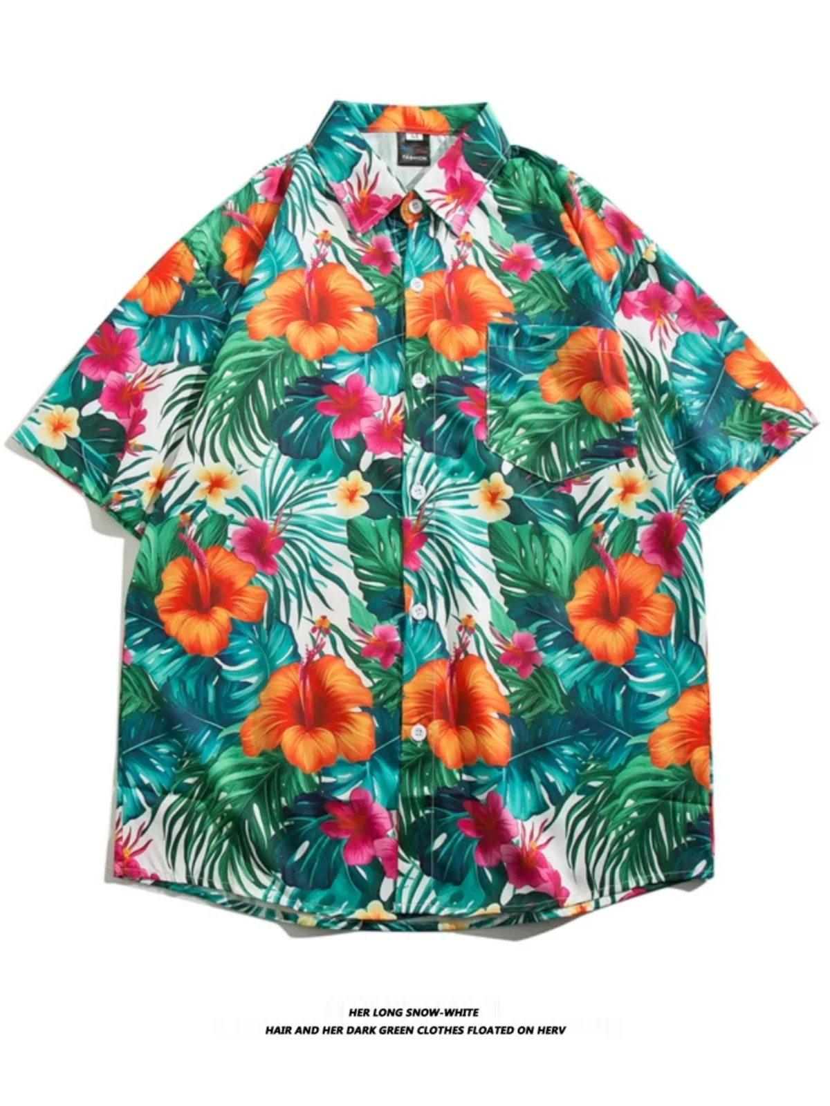 

Flower Print Shirt Men Casual Hawaiian Turn-down Collar Short Sleeve Button Down Shirts for Men Vintage M-3XL 2024 Summer A47