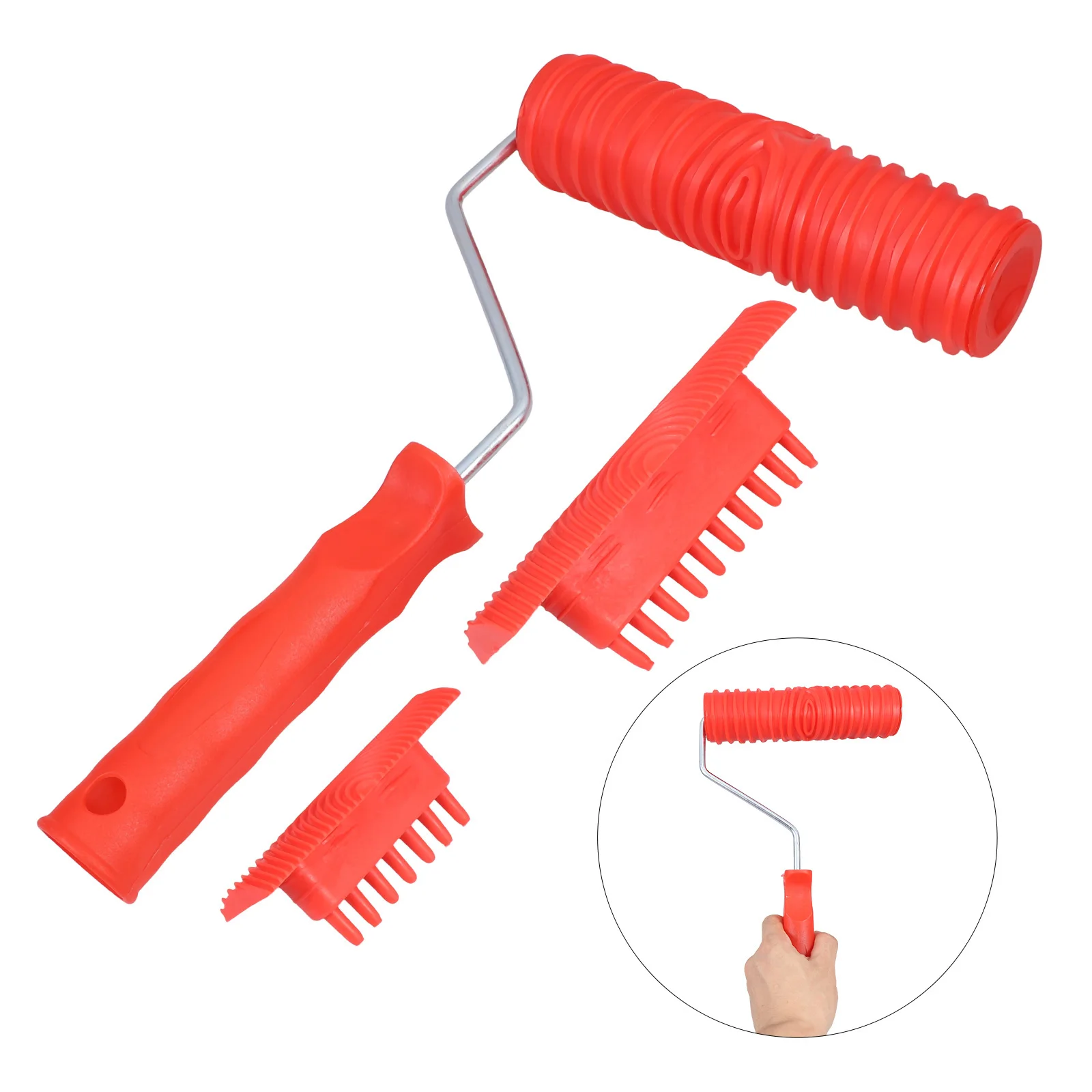 

1 Set Of Wood Grain Roller Tools Plastic Handheld Graining Tool For Wall Decoration, Wood Texture Painting, Diy Craft Projects,