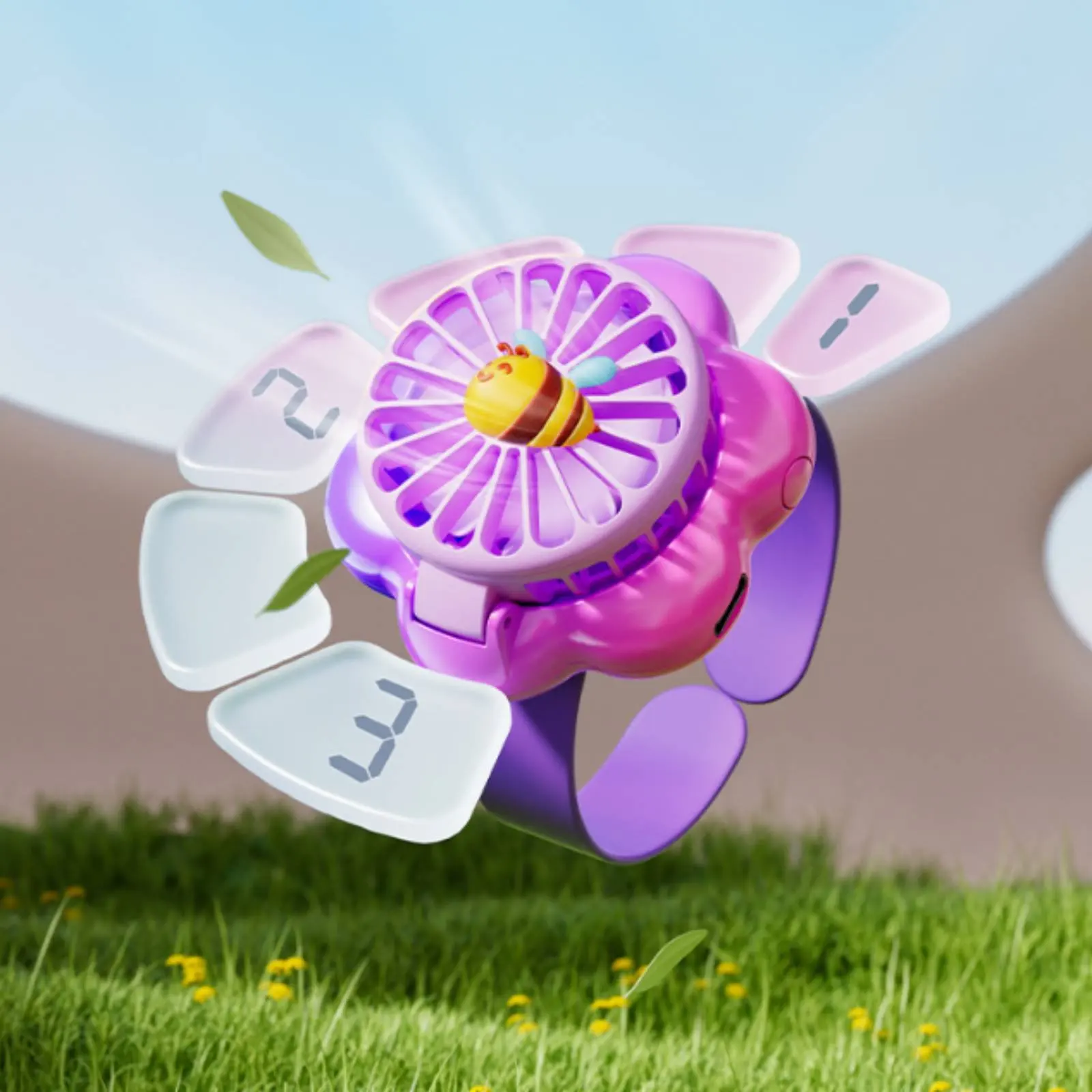 

Cartoon Wrist Fan Mini Flower Wrist Fan Personal Cooling Portable Hands-Unrestricted for Children, Travel