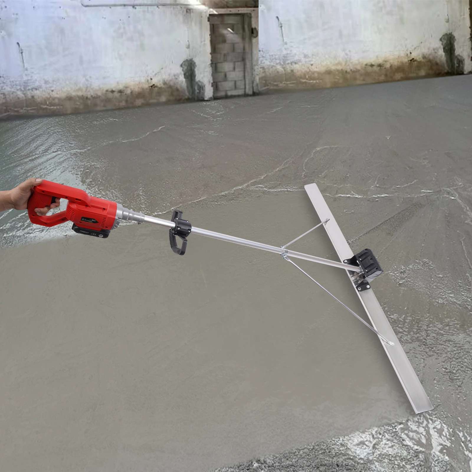 Portable Suction Vibrator with 48W Motor, Stainless Steel Ruler, Adjustable Vibration Frequency, Cordless for Efficient Concrete