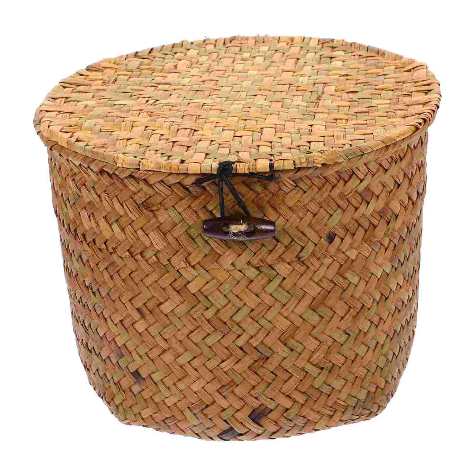 

Storage Box with Lid Bins Baskets for Shelves Toilet Paper Vegetable Seagrass Seaweed Shelf Woven Decorative Shopping