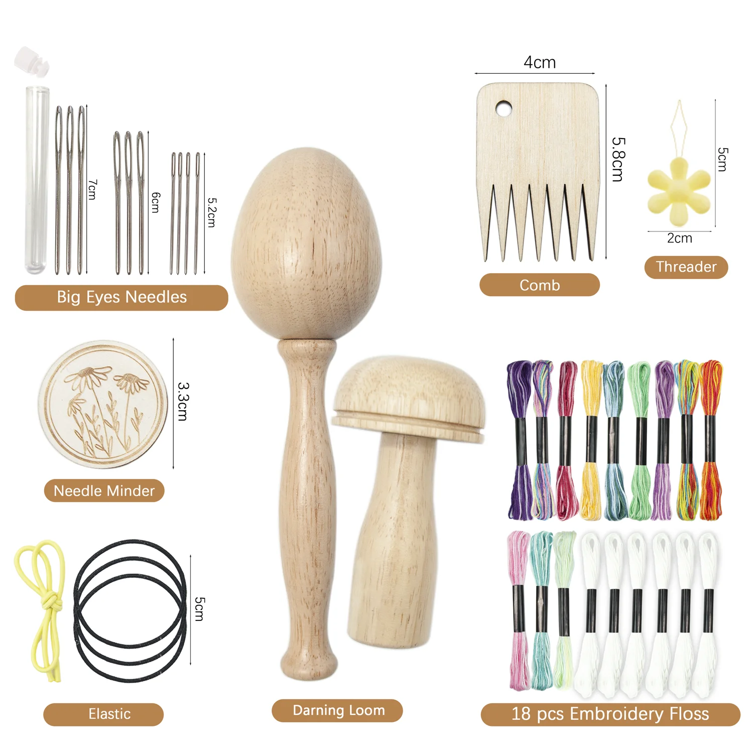 Wooden Darning Mushroom & Egg Sewing Kit | Portable Sock Hat Sweater Repair Tool for DIY Hole Patching