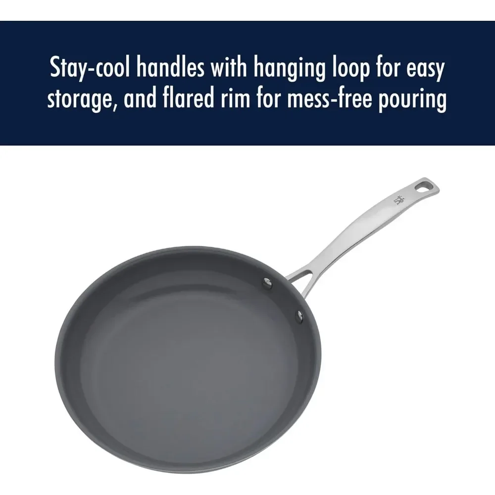 Induction Ceramic Nonstick Pot and Pan Set, Stainless Steel, Durable and Easy to clean