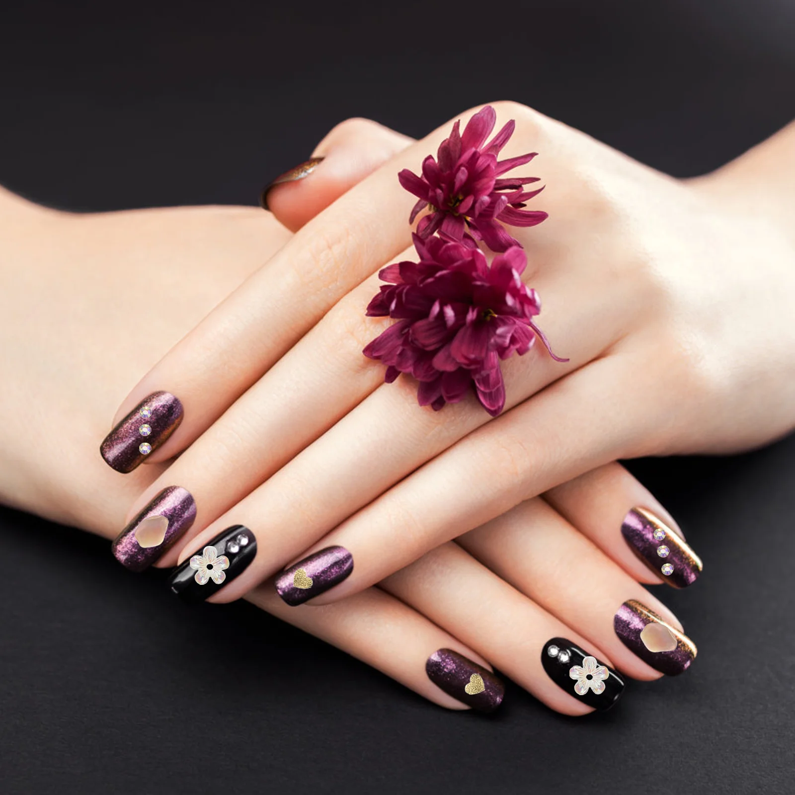 4 صناديق زهرة الورد مسمار الفن السحر الإبداعية ثلاثية الأبعاد الزهور للأظافر DIY بها بنفسك مانيكير الديكور مسمار الحلي ثلاثية الأبعاد الزهور للأظافر #2