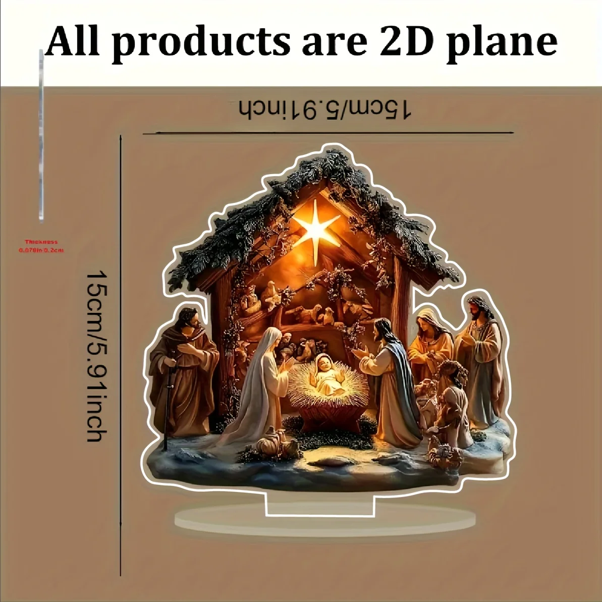 2D الاكريليك مريم العذراء تمثال يسوع المهد المشهد أرقام الكلاسيكية رائعة الديكور الديني عيد الميلاد سطح المكتب الديكورات المنزلية #3
