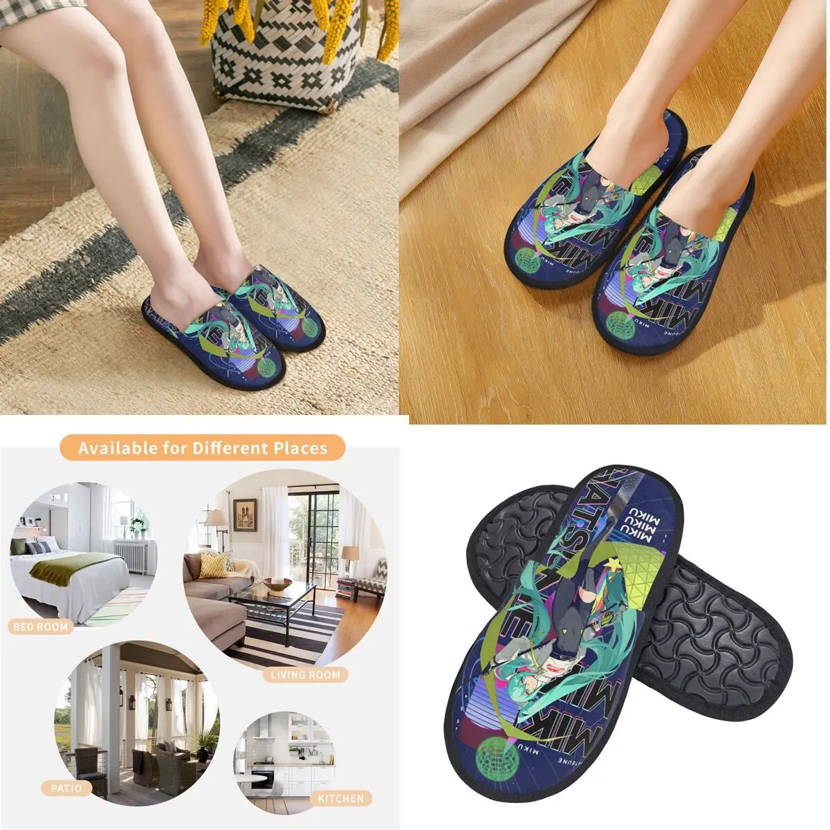 Winter Thuis Katoenen Slippers Hatsune Miku Zanger Muziek Anime Merch Huishoudelijke Bont Slippers Slides Slaapkamer Zachte Antislip Slides