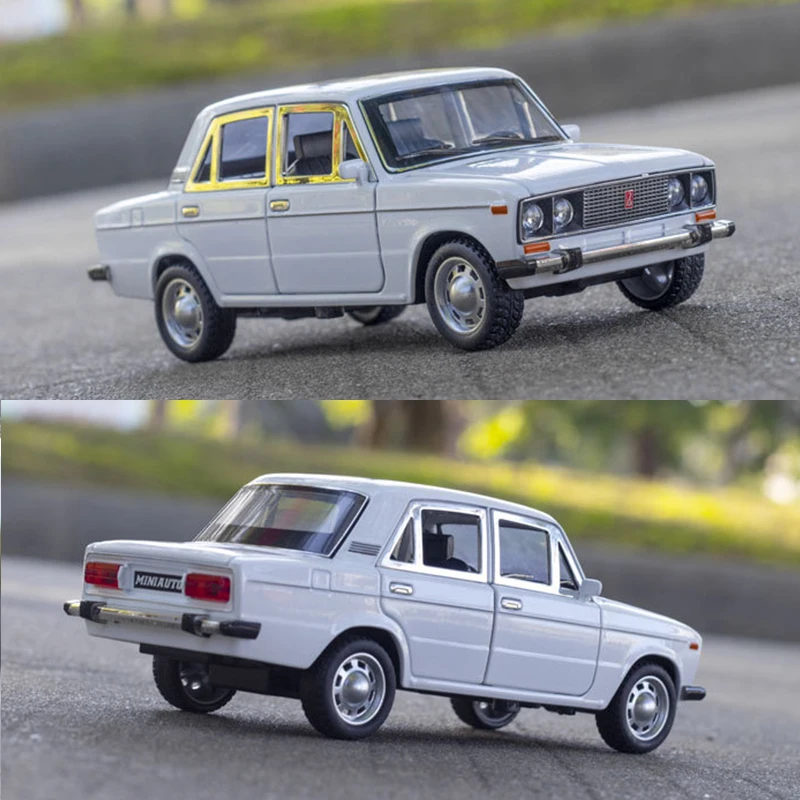 Simulazione 1:24 LADA Modello di auto d'epoca Pressofusione Giocattoli in metallo Veicoli Suono e luce Bambini Ragazzi Regalo Voiture in miniatura