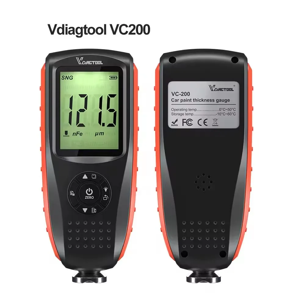 VDIAGTOOL VC200 Car Coating Meter Thickness Detection Tool Paint Thickness Meter 0.01 Mil Resolution 180° Rotating Display