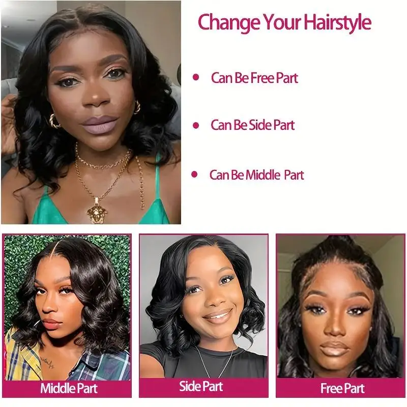 8インチボディウェーブボブ人毛ウィッグ 5x5ナチュラルHDレースウィッグ人毛 220密度ブラジル産100%ナチュラル人毛ウィッグ 女性用