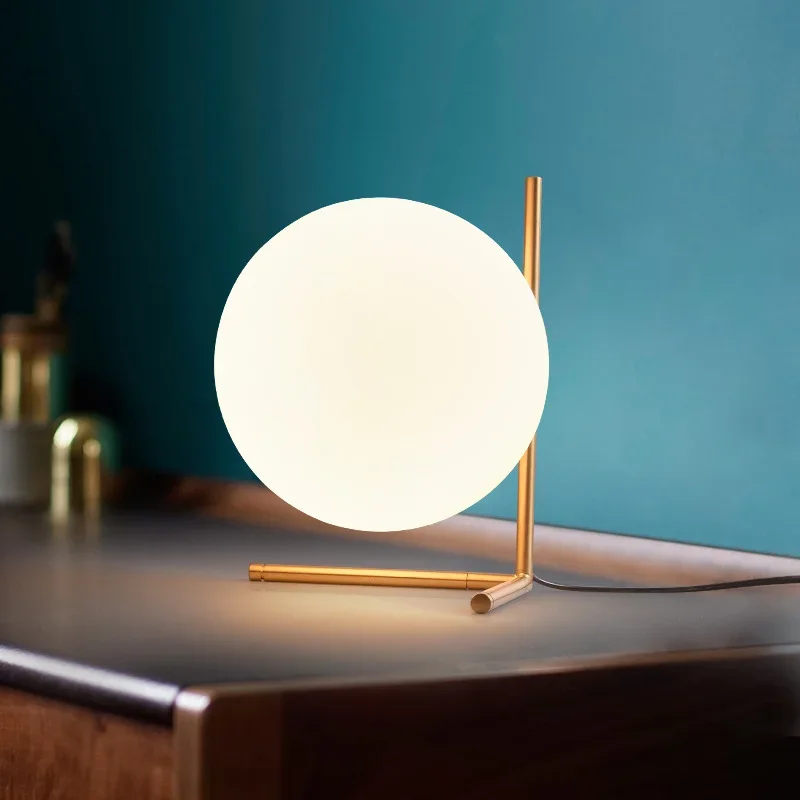 Italian Designer High Quality IC Table Lamp Glass Ball Desk Light for Bedroom