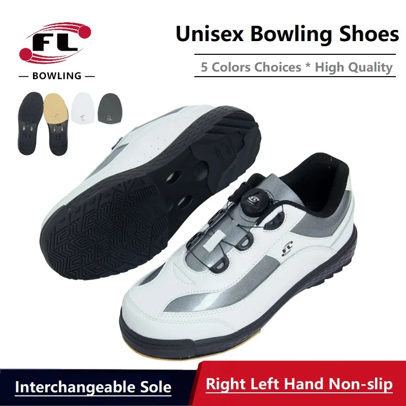 Unisex Changeable Sole Bowling Shoes Lightweight Anti-Slip Sneakers Women Men Right Hand and Left Hand Both of Them Can Wear It