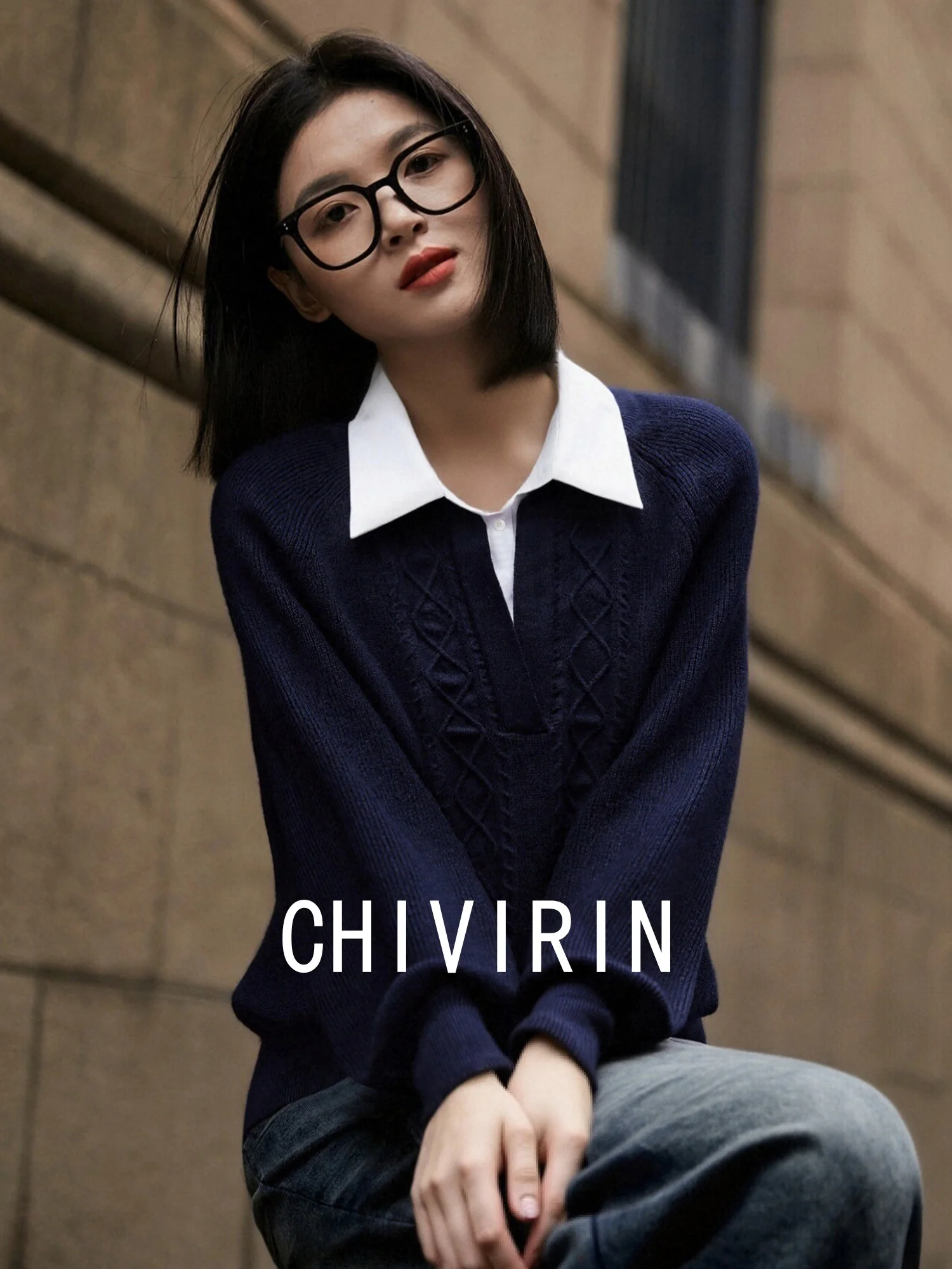 

Chivirin простой вязаный свитер, женский повседневный длинный свитер с воротником-стойкой и цветочным узором, весенне-осенний топ