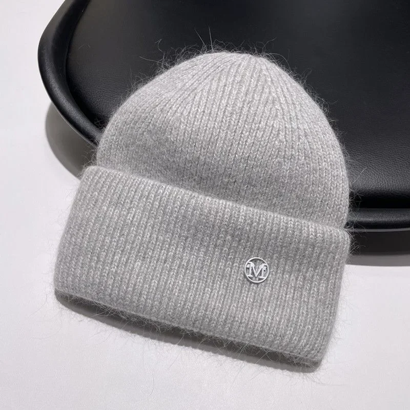 Women Knit Earflap Beanie Cute Bear & Smiley Face Embroidery Autumn Winter Warm Versatile Cold Hat