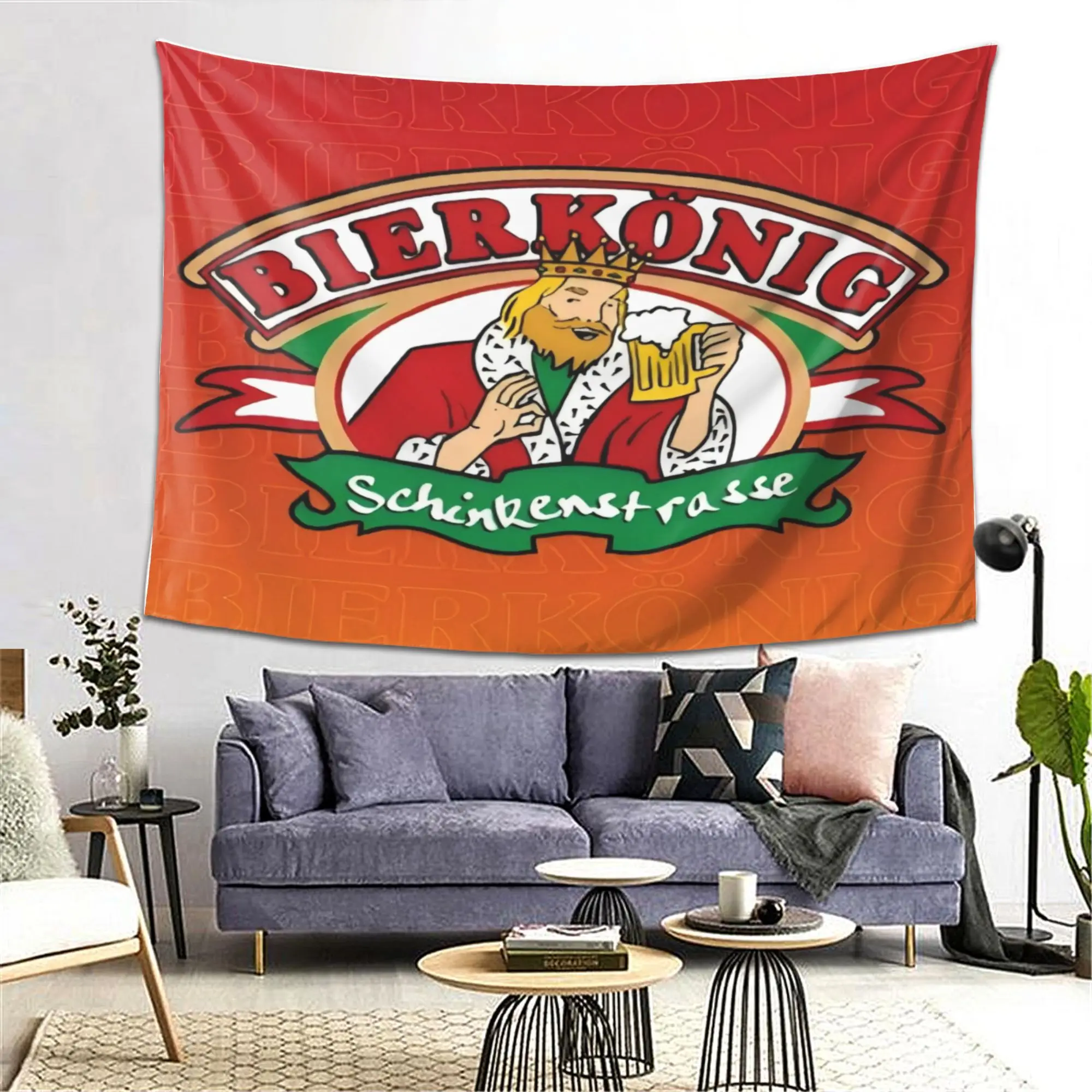 VIKAMA Beer King Tapestry German Beer Festival Fun Restaurant Background Cloth Room Decoration Home Decoration