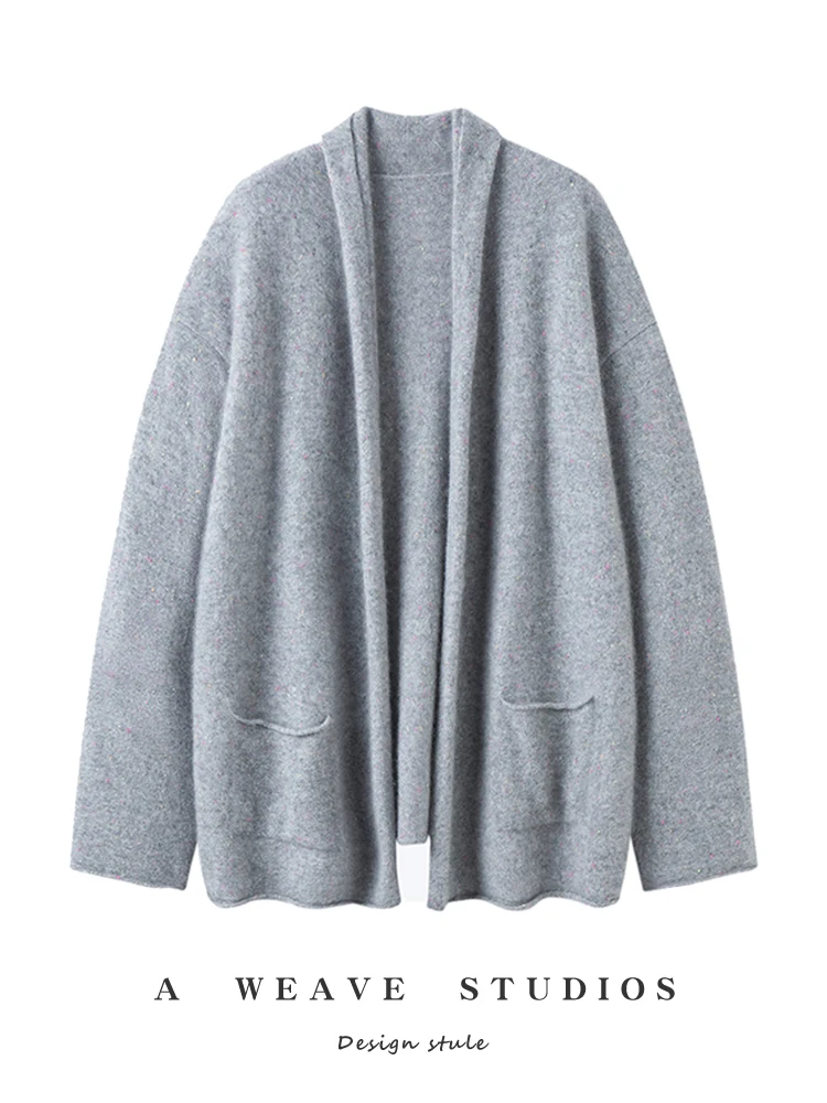 

ADDONEE Women's 100% Cashmere Knit Cardigan Coat Autumn Winter Casual Loose Style Cashmere Sweater