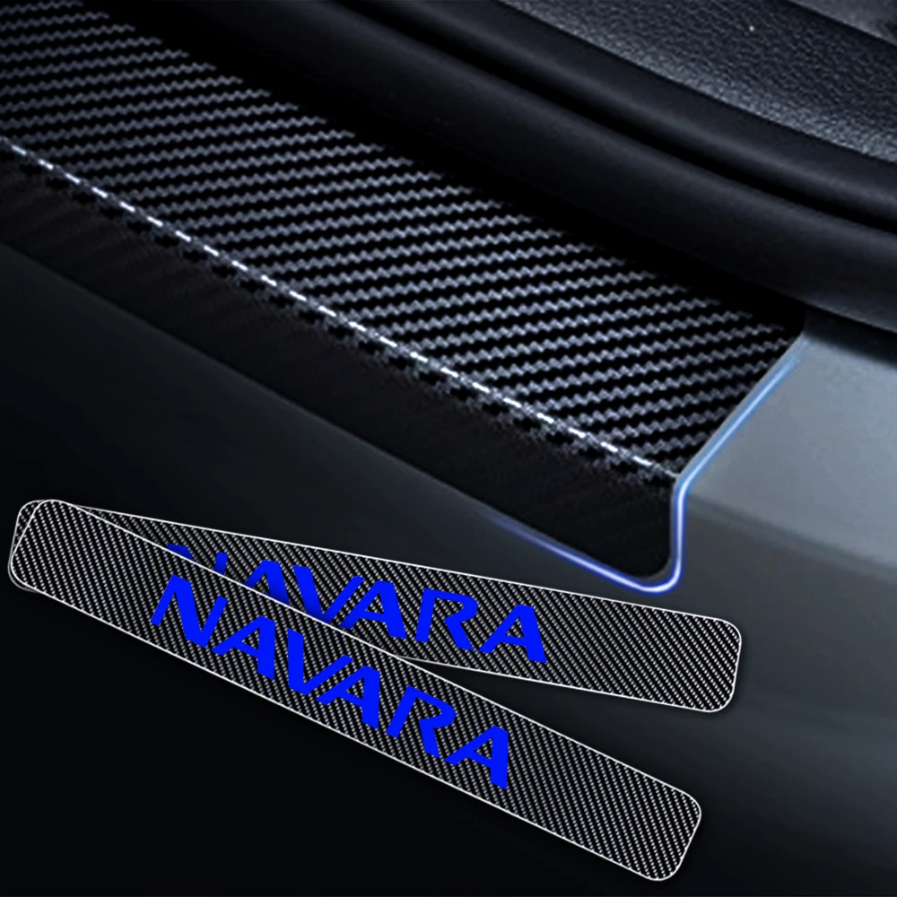 Car Door Sill Scuff Plate For Nissan Navara  4D Carbon Fiber Sticker Welcome Pedal Threshold Auto Accessories 4Pcs