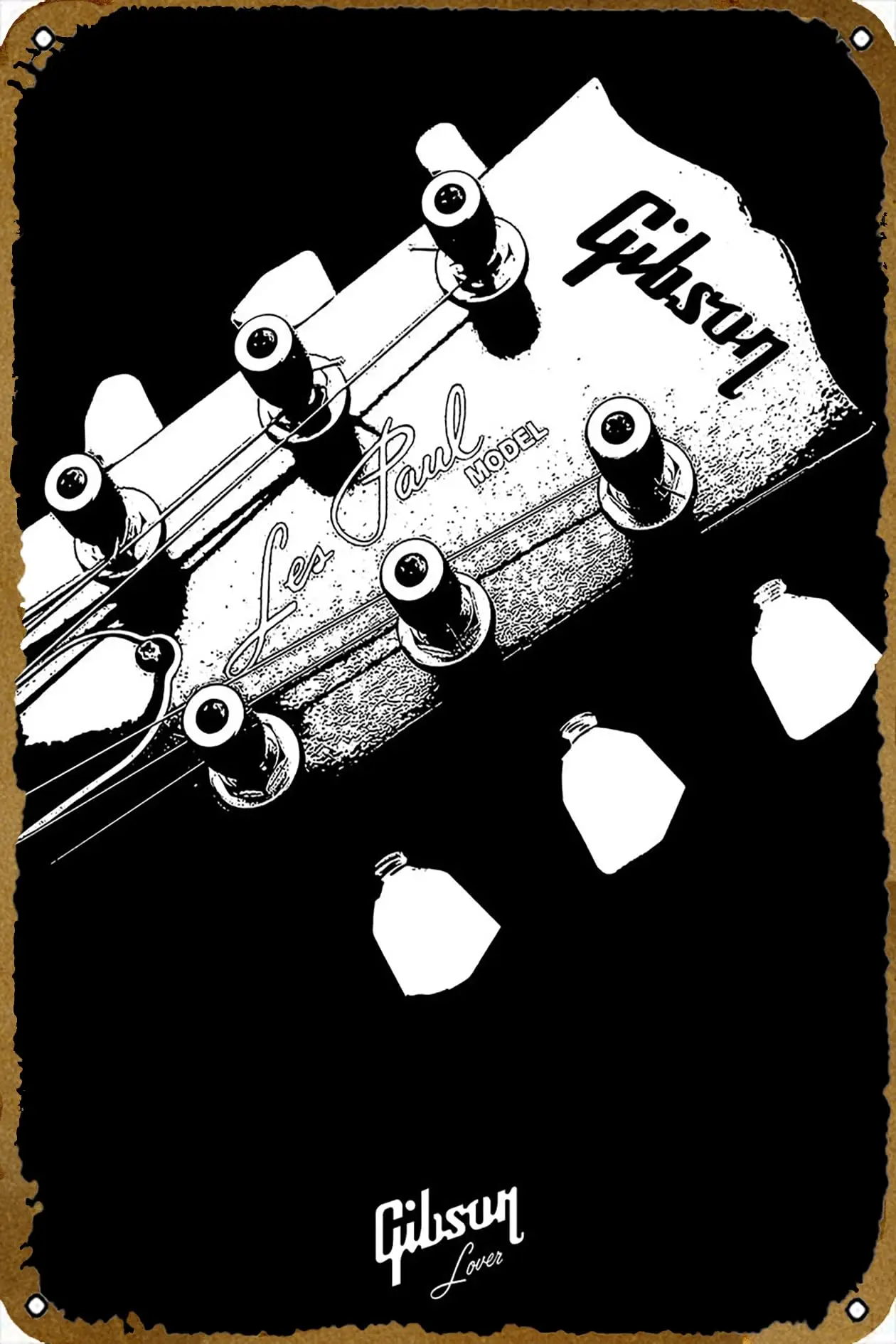 Gitarren Musik Kopfplatte Musical Poster Bar Pub Cafe Wand Badezimmer Karaoke Retro Metall Zinn Zeichen Mann Höhle Dekor Rock Band Kunst