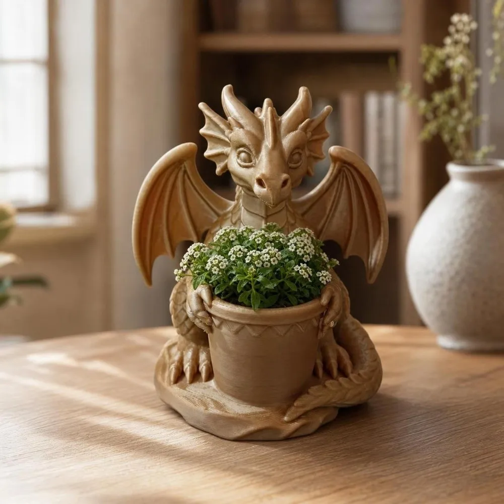Funny Gothic Style Dragon Planter Pot Home Decoration 3D Printed Dragon Statue Mini Storage Box Succulent Plant Flowerpot Home
