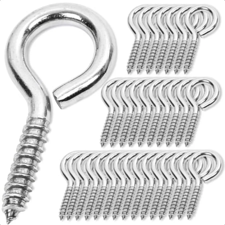

40PCS 2.5 inches Screw Eyes M6 304 Stainl Steel Eye Screws Heavy Duty Screw Eye Hooks Screw Eye Bolts Eye Hooks Screw Indoor Ou