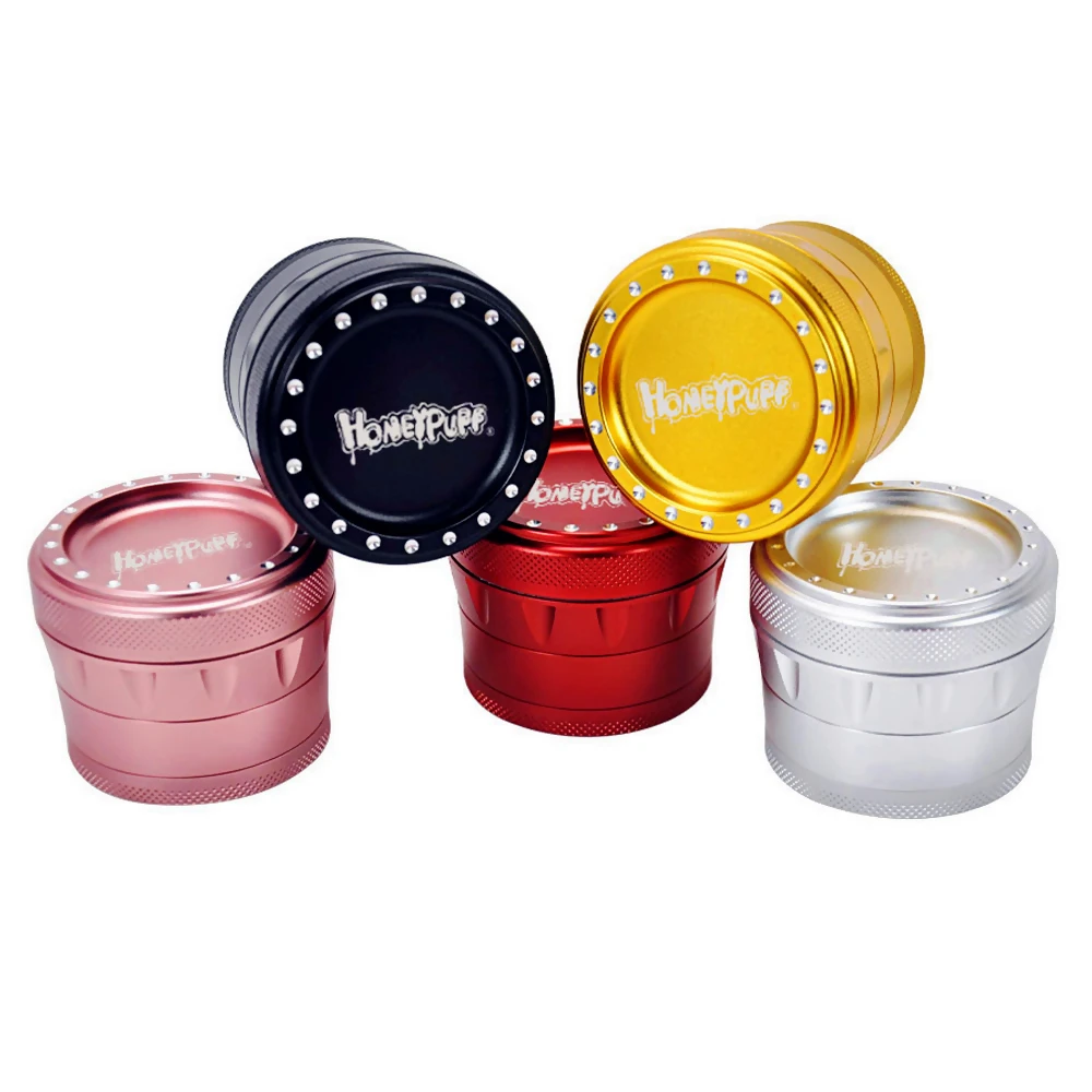 HONEYPUFF Drum Style Aluminum Grass Grinder 63 MM 4 Layers Metal Portable Grinders Spice Crusher Store Herb Accessories