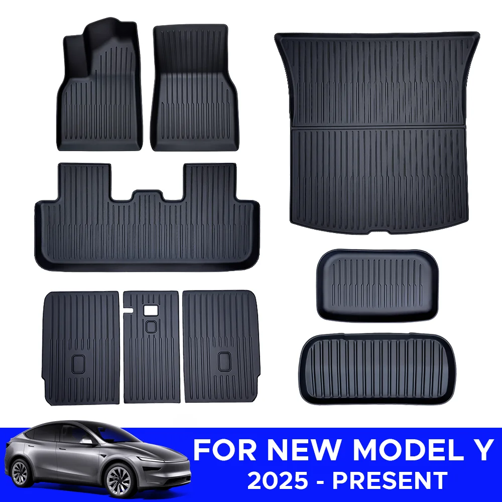 

For New Tesla Model Y Launch 2025+ Juniper TPE Floor Mats & Cargo Liner All Weather Trunk Mats Floor Liner Seat Backrest Mats
