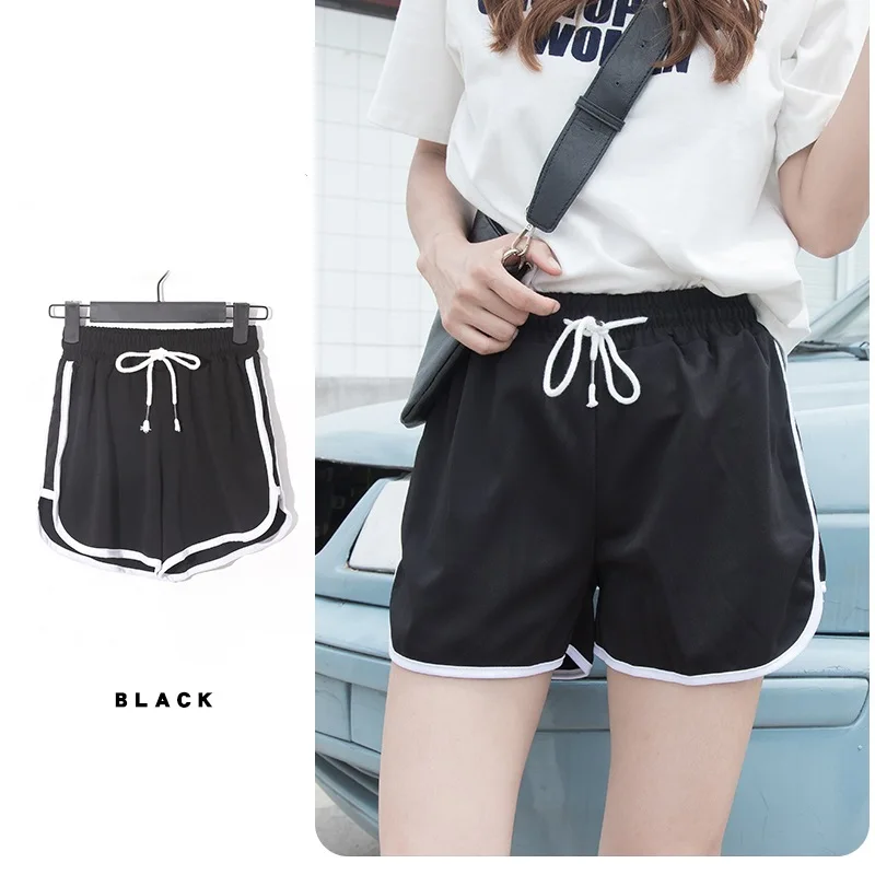 Women yoga Shorts Summer outer wear mid-waist casual loose straight pants lady stylish thin breathable wide leg gym short pants