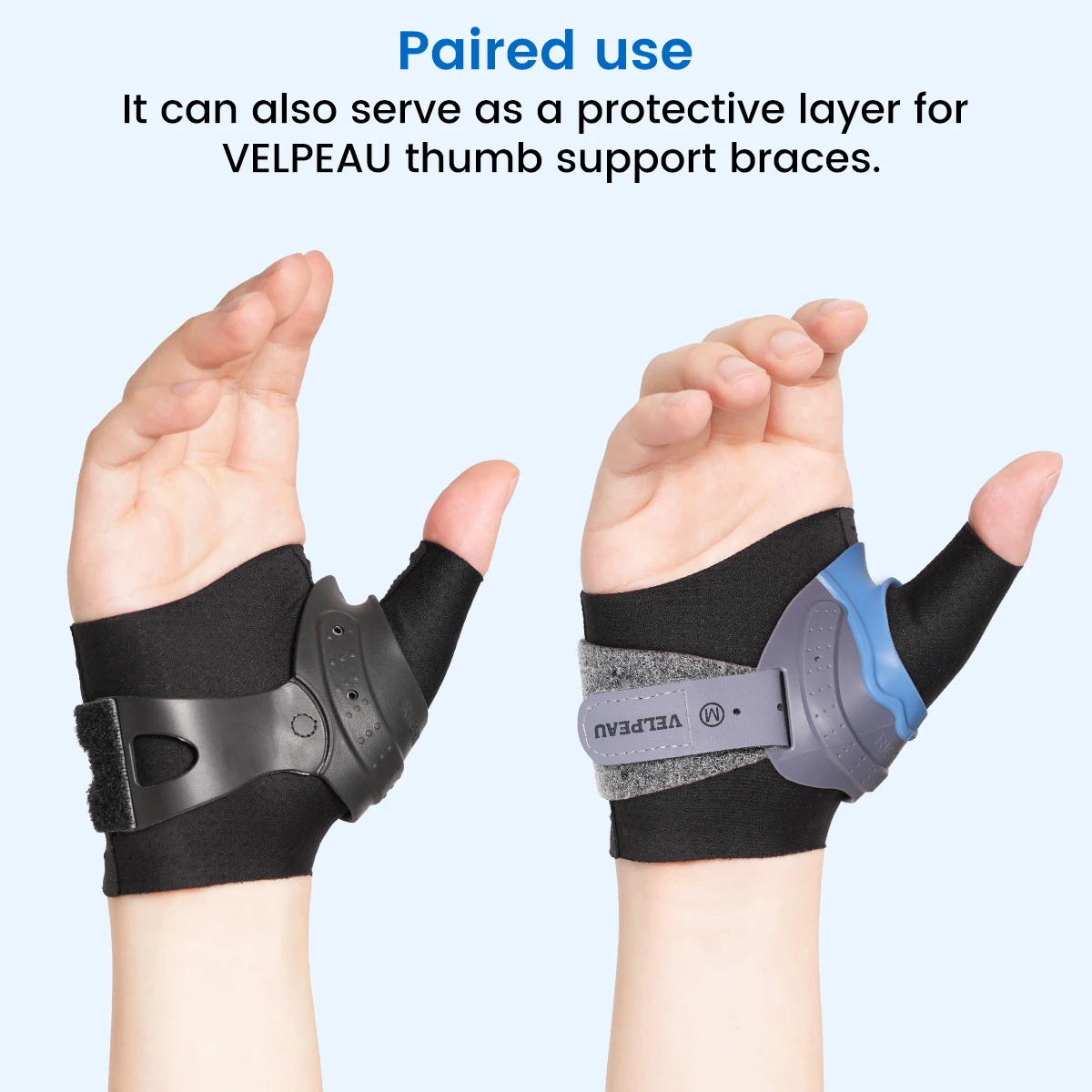 VELPEAU Daumen-Handgelenk-Stützhülle für Sport, leichte Arthritis und Sehnenentzündung, Unisex elastische Kompressionshülle 2 Stück – Detail 7