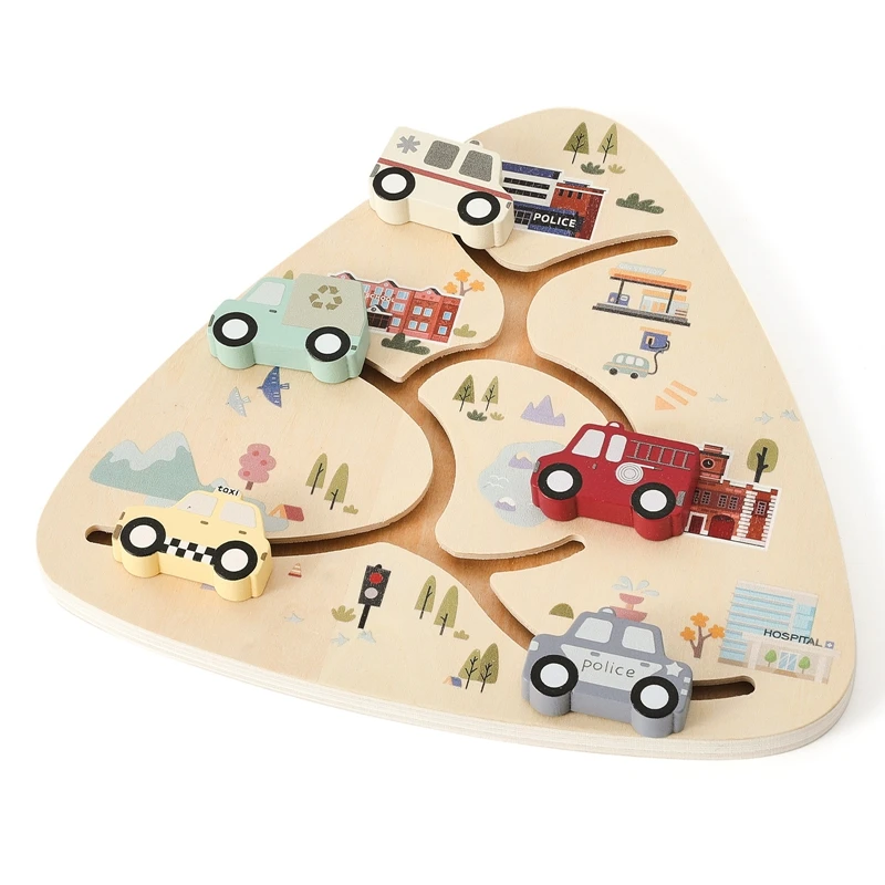 

Baby Montessori Toys Wooden Car Busy Board Baby Finger Movement Early Education And Cognition Of Automotive Knowledge Baby Gift