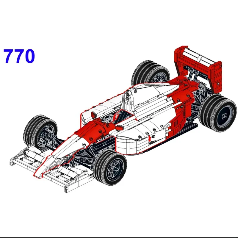 New Technical MOC-180921 SuperMP4/6 1:8 Scale SuperRace Car Model Buiding Kit Creators Block Bricks Kids Toys Birthday Gifts