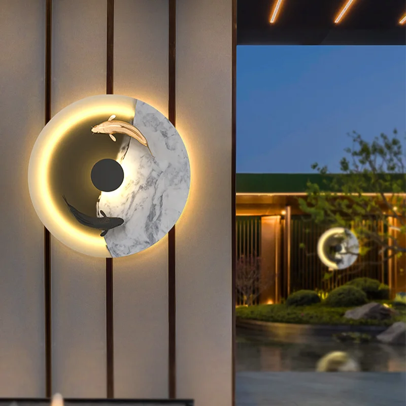 

Steaming customer outside solar wall lamp courtyard new Chinese landscape lamp villa