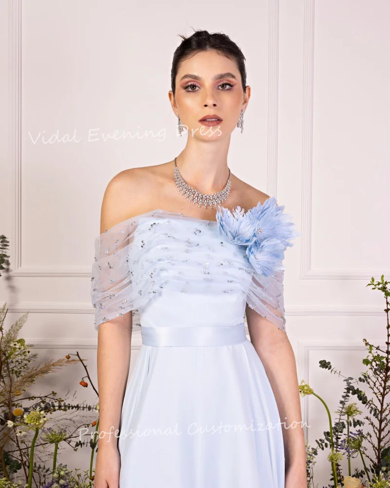 

Vindal Evening dresses Stain A-line Sleeveless Appliques Floor-Length simple High-Quality elegance Exquisite For Woman