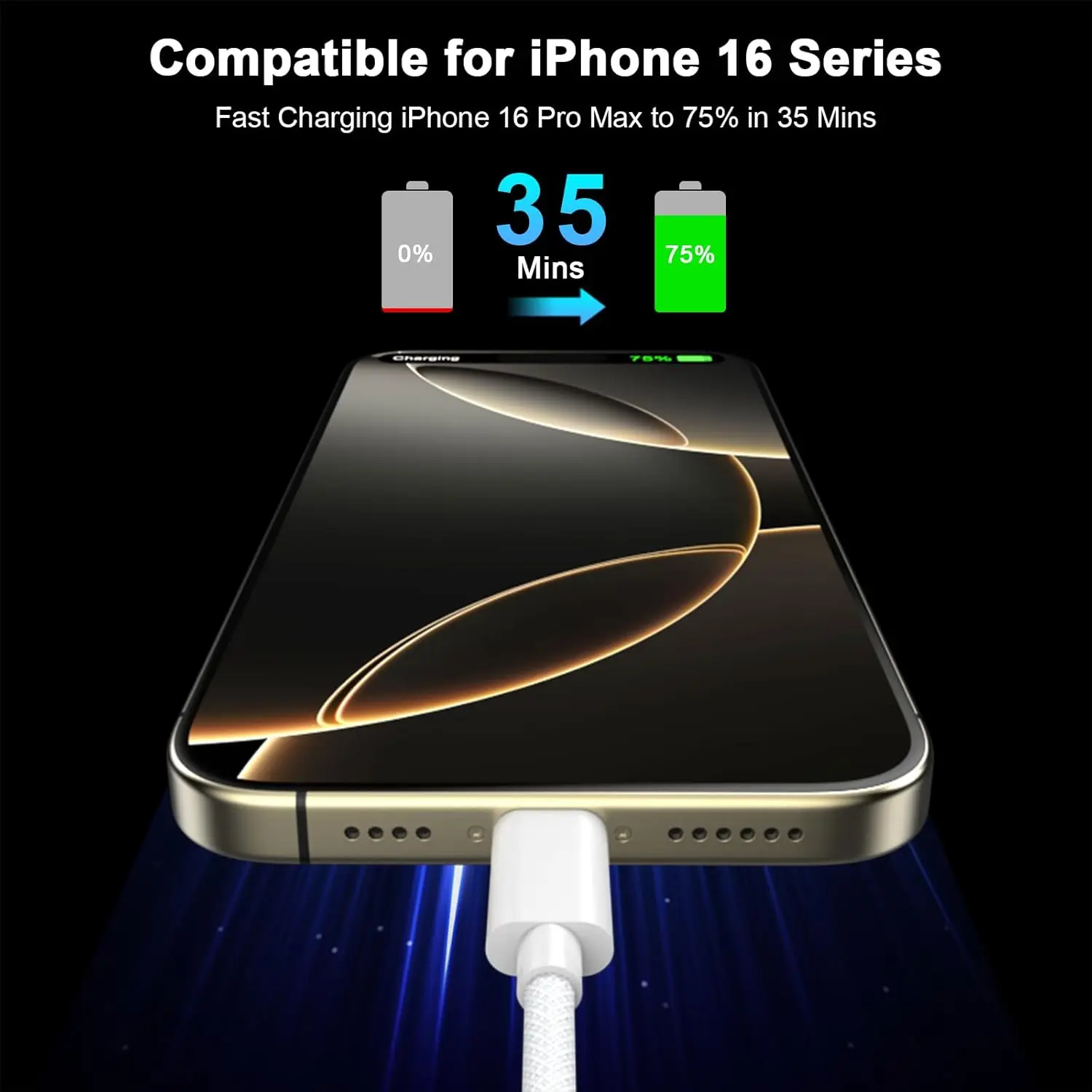 2Pack USB C to C Charger Cable, 60W Type C to C Fast Charging Cable Cord Long for Apple iPhone 17 Pro Max/17 Air/16 Max/16