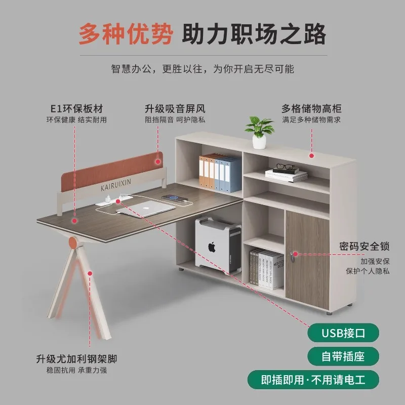 Mesas e cadeiras de escritório, mesa de trabalho simples e moderna com assento para funcionários