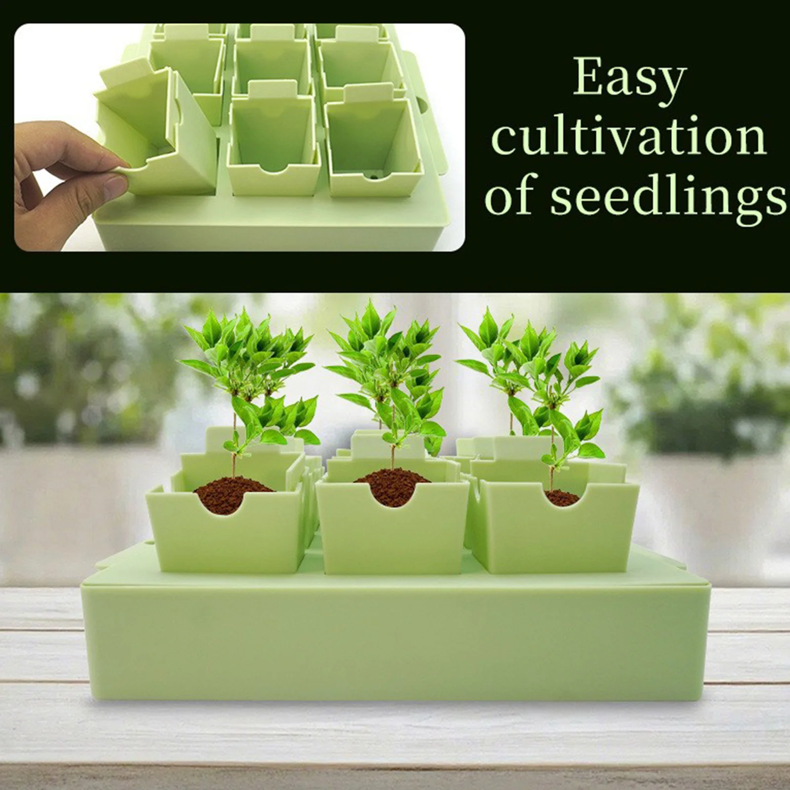 

Seed Starter Tray, Dual-Purpose Handles for Transplanting & Labeling, 9 Deep Cells, Extra-Thick Reusable Germination Kit, for In