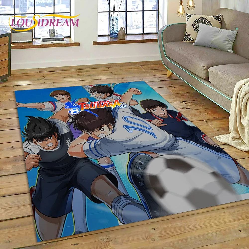 3D Cartoon Captain Tsubasa Football Rug Carpet for Living Room Bedroom Home Decor,Floor Mat Non-slip Decoration for Sofa Doormat