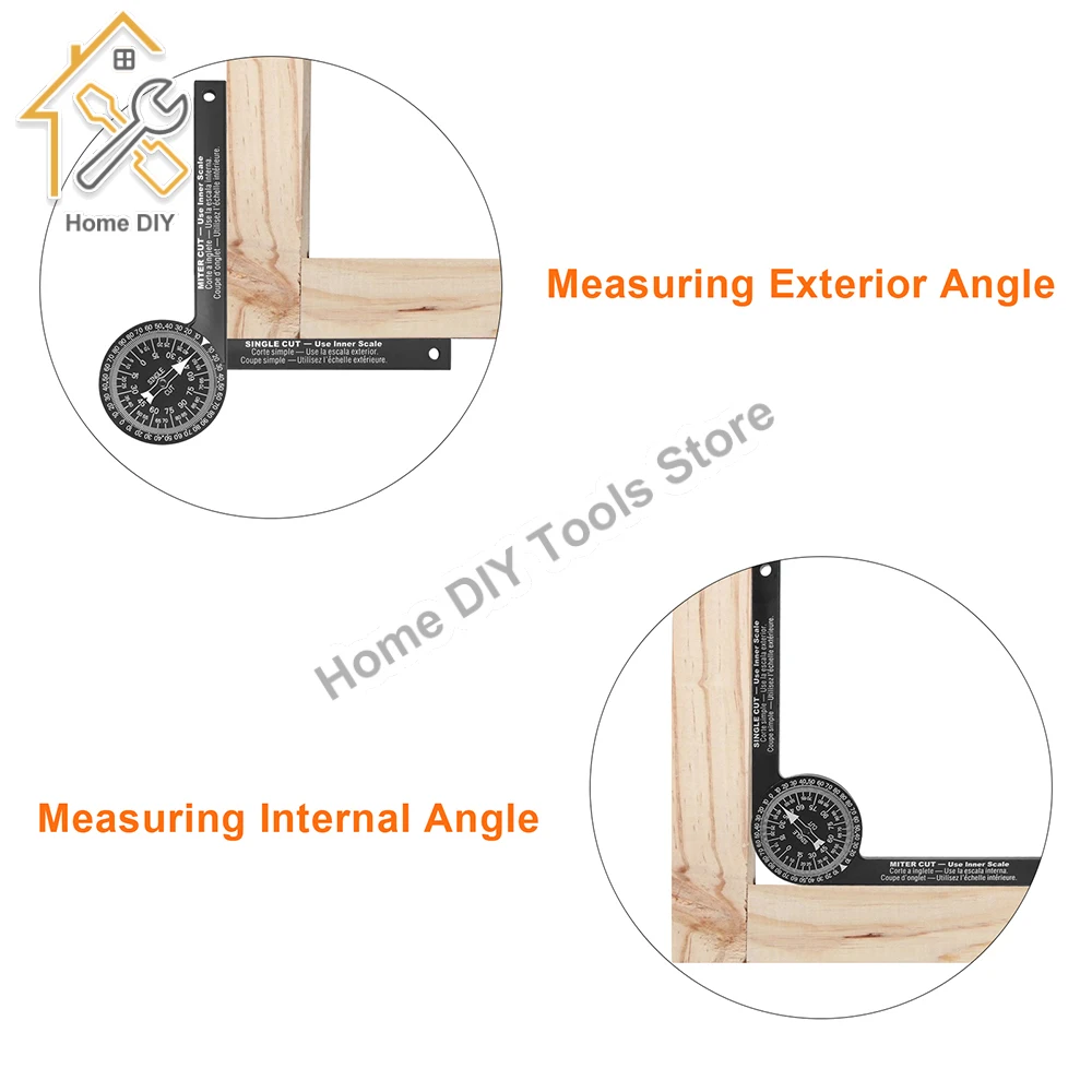Skala do obróbki drewna piła kątowa kątomierz 360 ° z ołówkiem stolarz celownik kątowy linijka miernicza narzędzi metromierz
