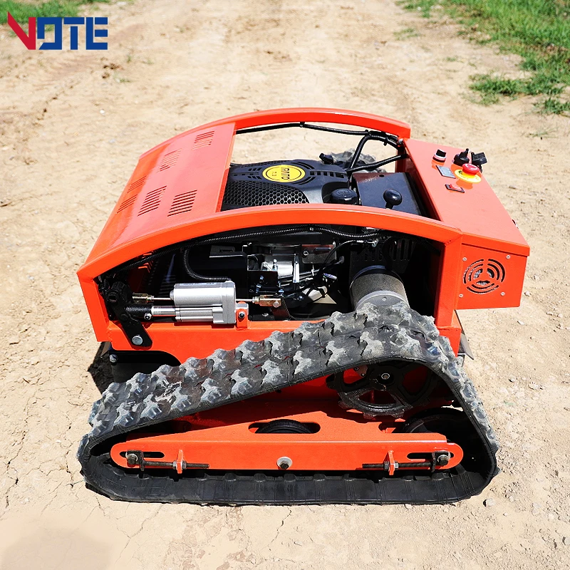 Rubber Self Propelled Garden Grass Cutting Zero Turn Robotic Crawler Robot Weed Remote Control Lawn Mower customized