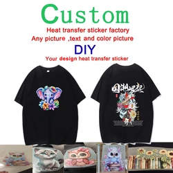 Custom Your Design Or Picture Iron On Heat Transfer Stickers For Clothing DIY Washable T-Shirts Thermal Patch DTF Colorful Vinyl