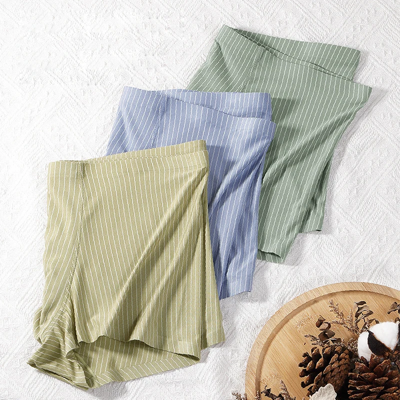 3pcs Thin Men Underwear Boxers Seamless Breathable Panties Anti-bacterial Man Under Shorts Striped Comfortable Boxers for Males